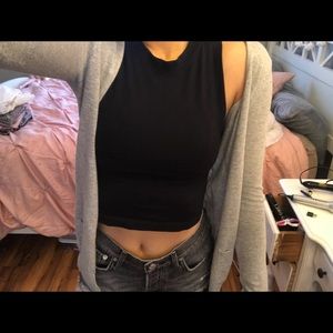 thin, grey cardigan